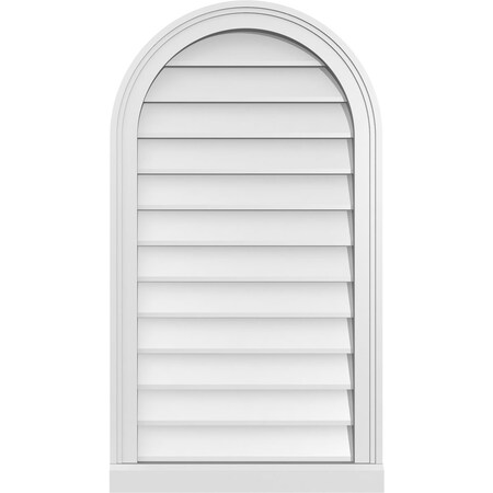 Ekena Millwork Round Top Surface Mount PVC Gable Vent w/ 2"W x 2"P Brickmould Sill Frame, 20"W x 36"H GVPRT20X3603SN